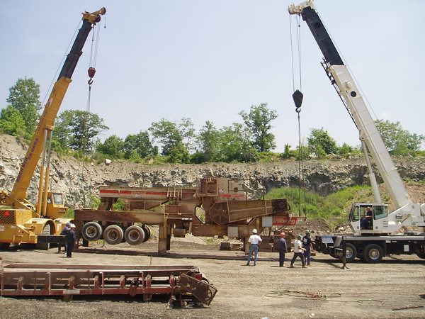 Un-assembled, moved, and re-assembled complete crushing plants at quarry. Crushing unit weighted 137 tons
